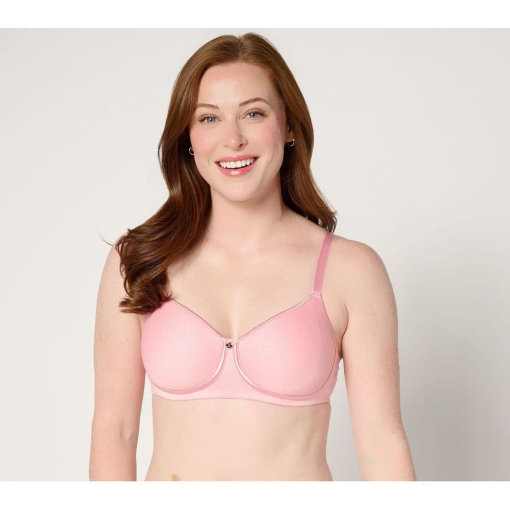 Breezies Women's Bra Sz 36DD Featherlite Breathe Wirefree T-Shirt Pink